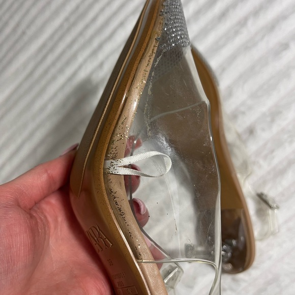 Zara Pointed Toe Vinyl Rhinestone Kitten Heels - Picture 6 of 7